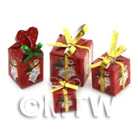 Dolls house Miniature set of 4 Christmas Parcels Style 3