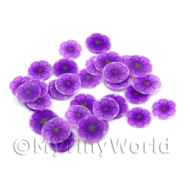 1/12 Scale Dolls House Miniatures  | 50 Purple Flower Cane Slices - Nail Art (FNS15)