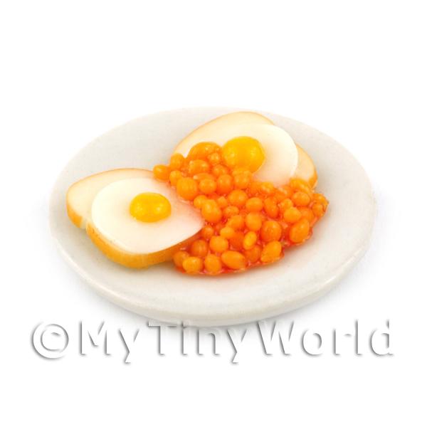 1/12 Scale Dolls House Miniatures  | Dolls House Miniature Baked Beans on Toast With 2 Eggs