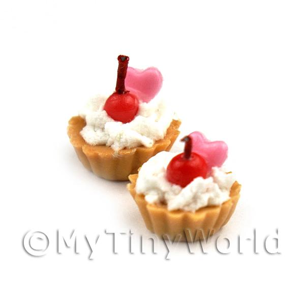 1/12 Scale Dolls House Miniatures  | Dolls House Miniature Loose Handmade Cherry and Pink Heart Tart