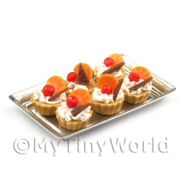 1/12 Scale Dolls House Miniatures  | 6 Loose Dolls House Miniature  Chocolate Orange Tarts on a Tray