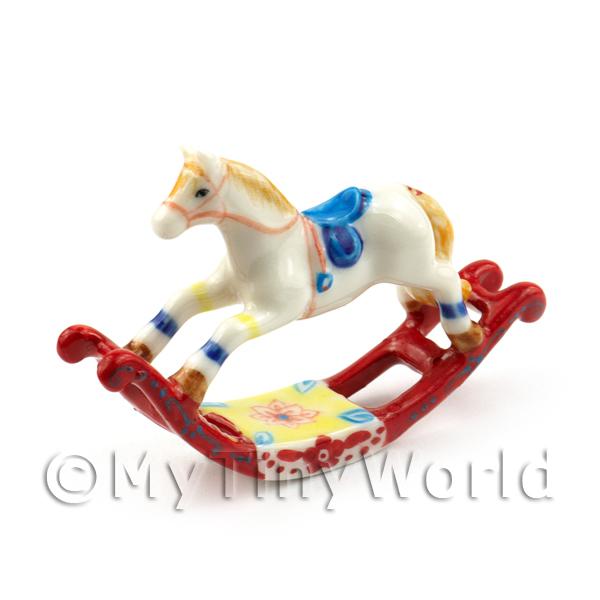 1/12 Scale Dolls House Miniatures  | Beautiful Handmade Rocking Horse on Red Rocker Frame