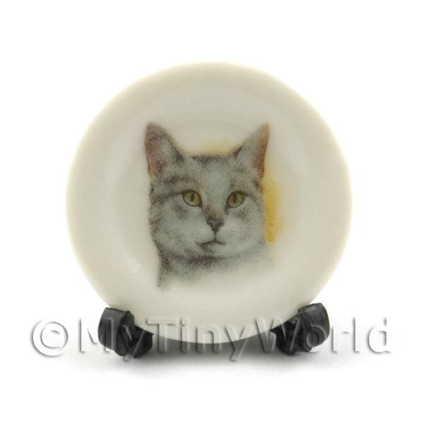 1/12 Scale Dolls House Miniatures  | Dolls House Miniature Cat Plate Style 3 and Removable Plate Stand