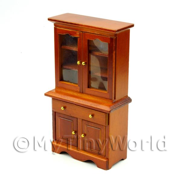 1/12 Scale Dolls House Miniatures  | Dolls House Miniature Mahogany Kitchen Display Cabinet