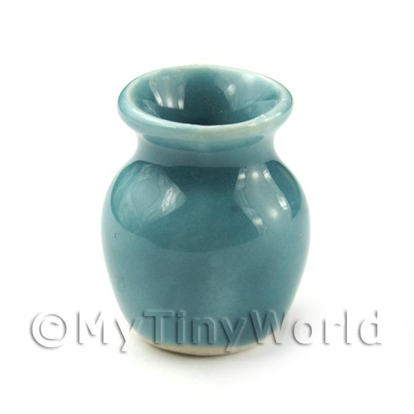 1/12 Scale Dolls House Miniatures  | Miniature 23mm Aquamarine Ceramic Lipped Classic Vase