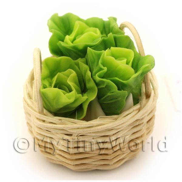 1/12 Scale Dolls House Miniatures  | Dolls House Miniature Basket of Hand Made Chinese Lettuces