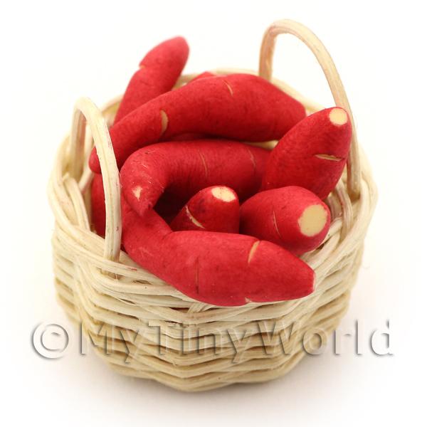 1/12 Scale Dolls House Miniatures  | Dolls House Miniature Basket of Hand Made Sweet Potatoes