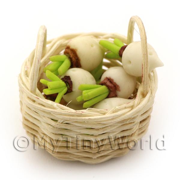 1/12 Scale Dolls House Miniatures  | Dolls House Miniature Basket of Handmade Turnips