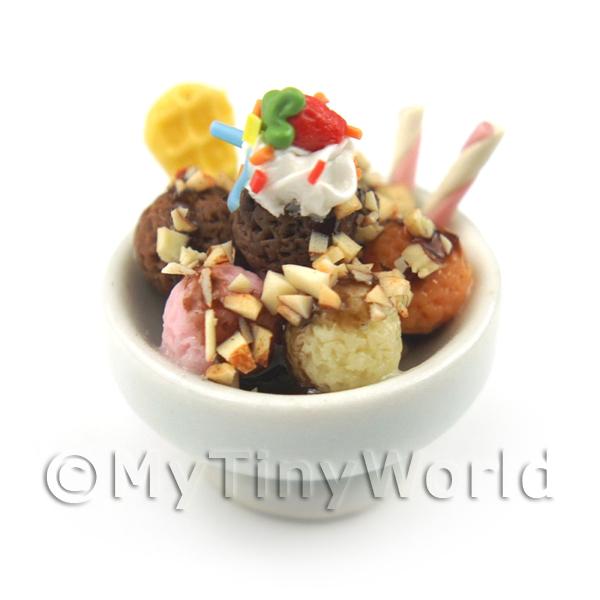 1/12 Scale Dolls House Miniatures  | Dolls House Miniature Fruit Salad and Ice Cream in a Bowl