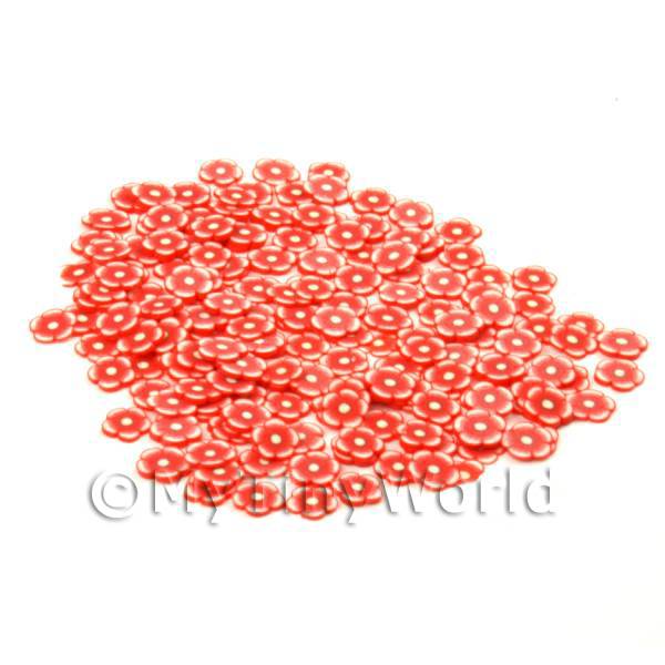 1/12 Scale Dolls House Miniatures  | 50 Red Flower Cane Slices - Nail Art (CNS06)