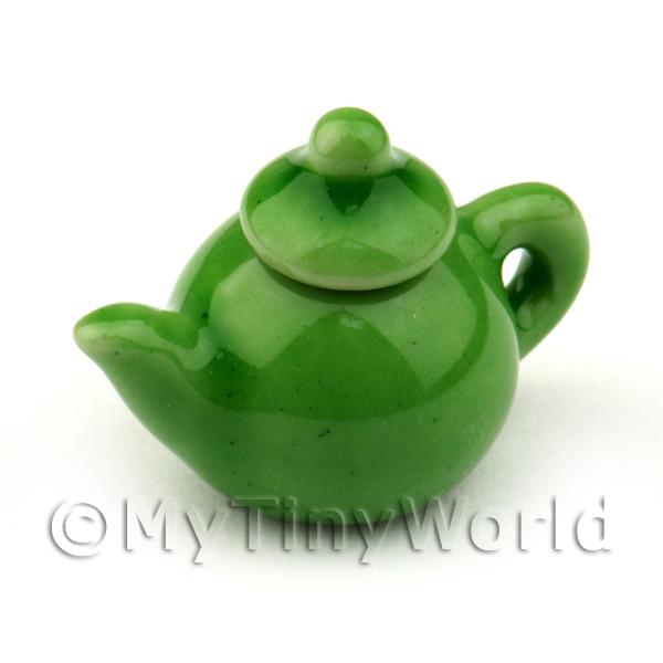 1/12 Scale Dolls House Miniatures  | Dolls House Miniature Handmade Green Ceramic Teapot