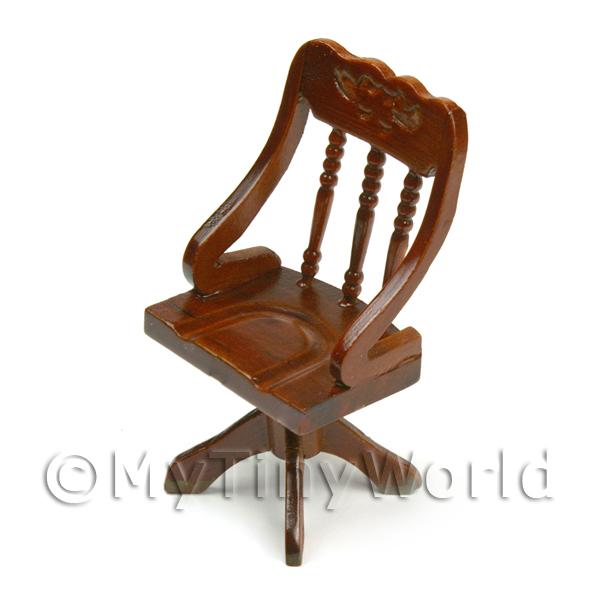 1/12 Scale Dolls House Miniatures  | Dolls House Miniature Solid Wood Mahogany Coloured Office Chair