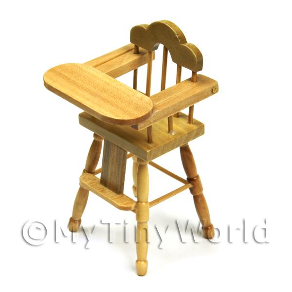 1/12 Scale Dolls House Miniatures  | Dolls House Miniature Childrens Pine High Chair 