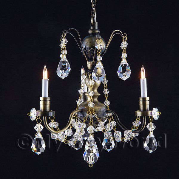 Dolls House Electric Lights Eol, Crystal Real Candle Chandelier Uk