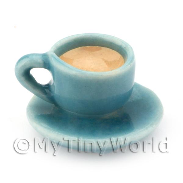 1/12 Scale Dolls House Miniatures  | Dolls House Miniature Handmade Cup of Coffee / Tea - Aqua Ceramic