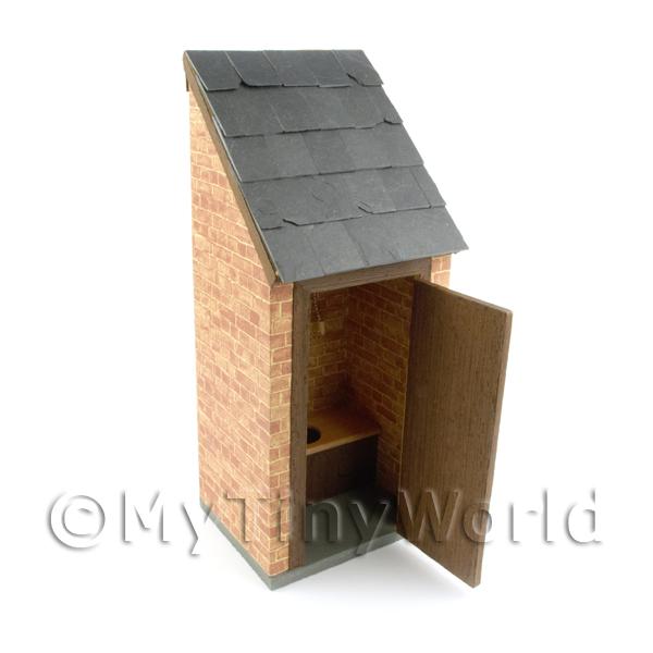 1/12 Scale Dolls House Miniatures  | [EOL]Dolls House Miniature Outside Toilet With Real Slate Roof