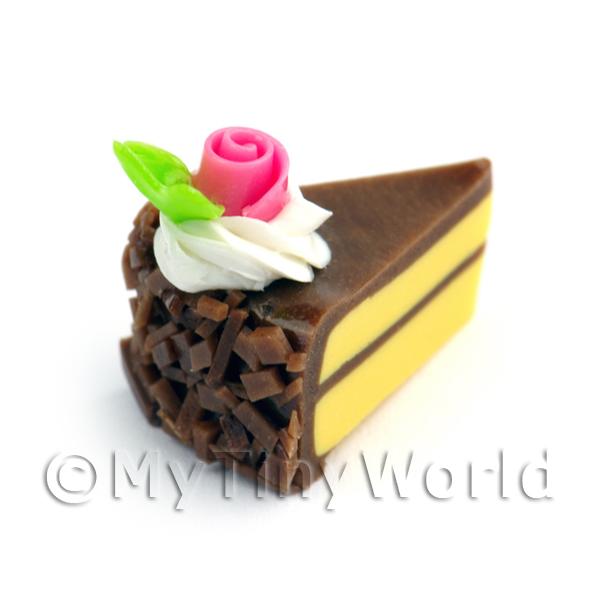 1/12 Scale Dolls House Miniatures  | Miniature Chocolate Covered Hand Made Individual Cake Slice