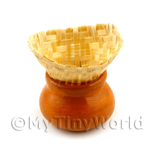 1/12 Scale Dolls House Miniatures  | Dolls House Miniature Rice Steamer With Bamboo Basket