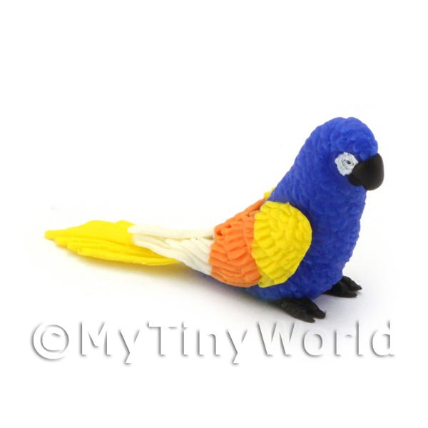 1/12 Scale Dolls House Miniatures  | Blue Dolls House Miniature Parrot with Multi-Coloured Wings 