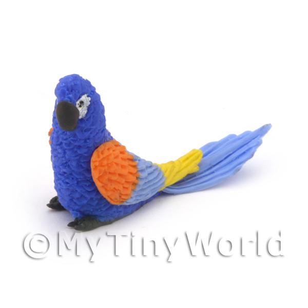 1/12 Scale Dolls House Miniatures  | Blue Dolls House Miniature Parrot With Multi-Coloured Wings 