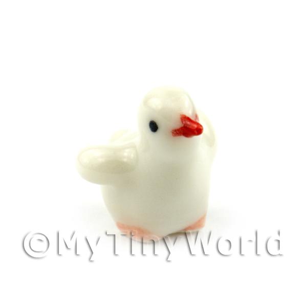 1/12 Scale Dolls House Miniatures  | Dolls House Miniature Ceramic White Chick Pose 1 Of 4