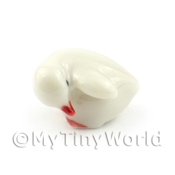 1/12 Scale Dolls House Miniatures  | Dolls House Miniature Ceramic White Chick Pose 2 Of 4