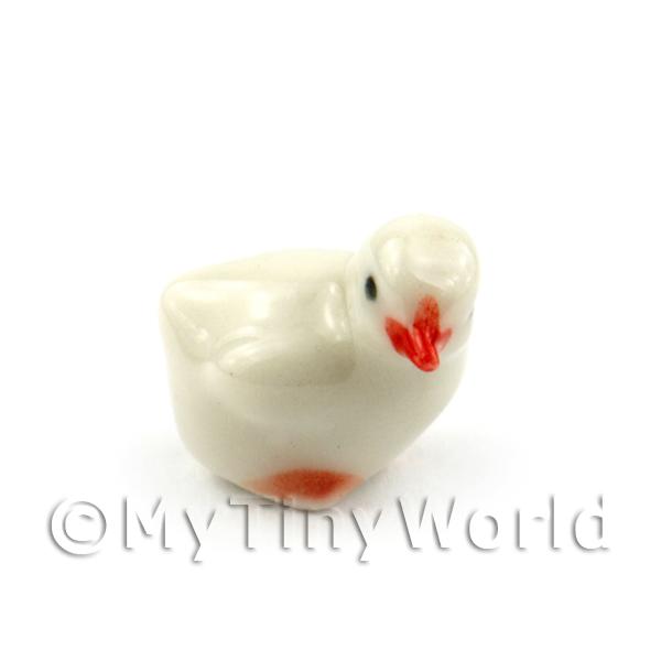 1/12 Scale Dolls House Miniatures  | Dolls House Miniature Ceramic White Chick Pose 3 Of 4