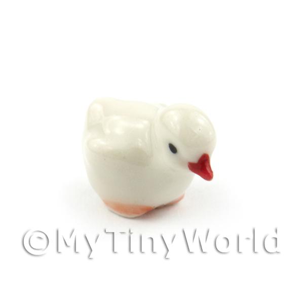 1/12 Scale Dolls House Miniatures  | Dolls House Miniature Ceramic White Chick Pose 4 Of 4