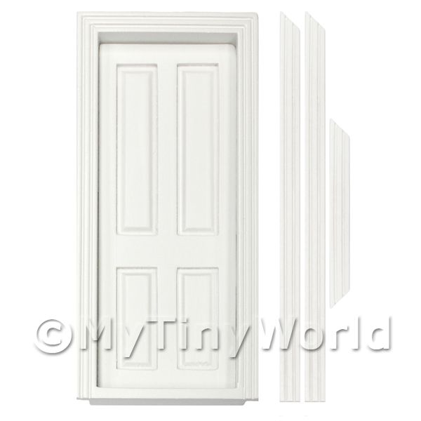 1/12 Scale Dolls House Miniatures  | Dolls House Miniature Internal White Painted 4 Panel Door