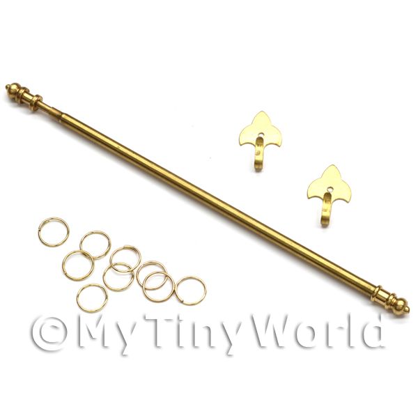 1/12 Scale Dolls House Miniatures  | Dolls House Miniature 8 Inch Extending Brass Curtain Rod And Rings