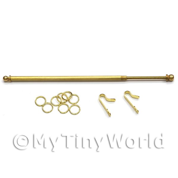1/12 Scale Dolls House Miniatures  | Dolls House Miniature 5 Inch Extending Brass Curtain Rod And Rings
