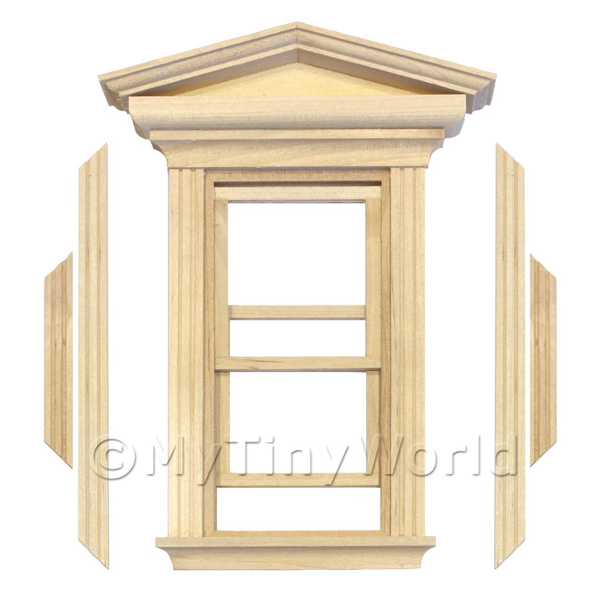 1/12 Scale Dolls House Miniatures  | Dolls House Single Opening Sash Window With Pointed Parapet