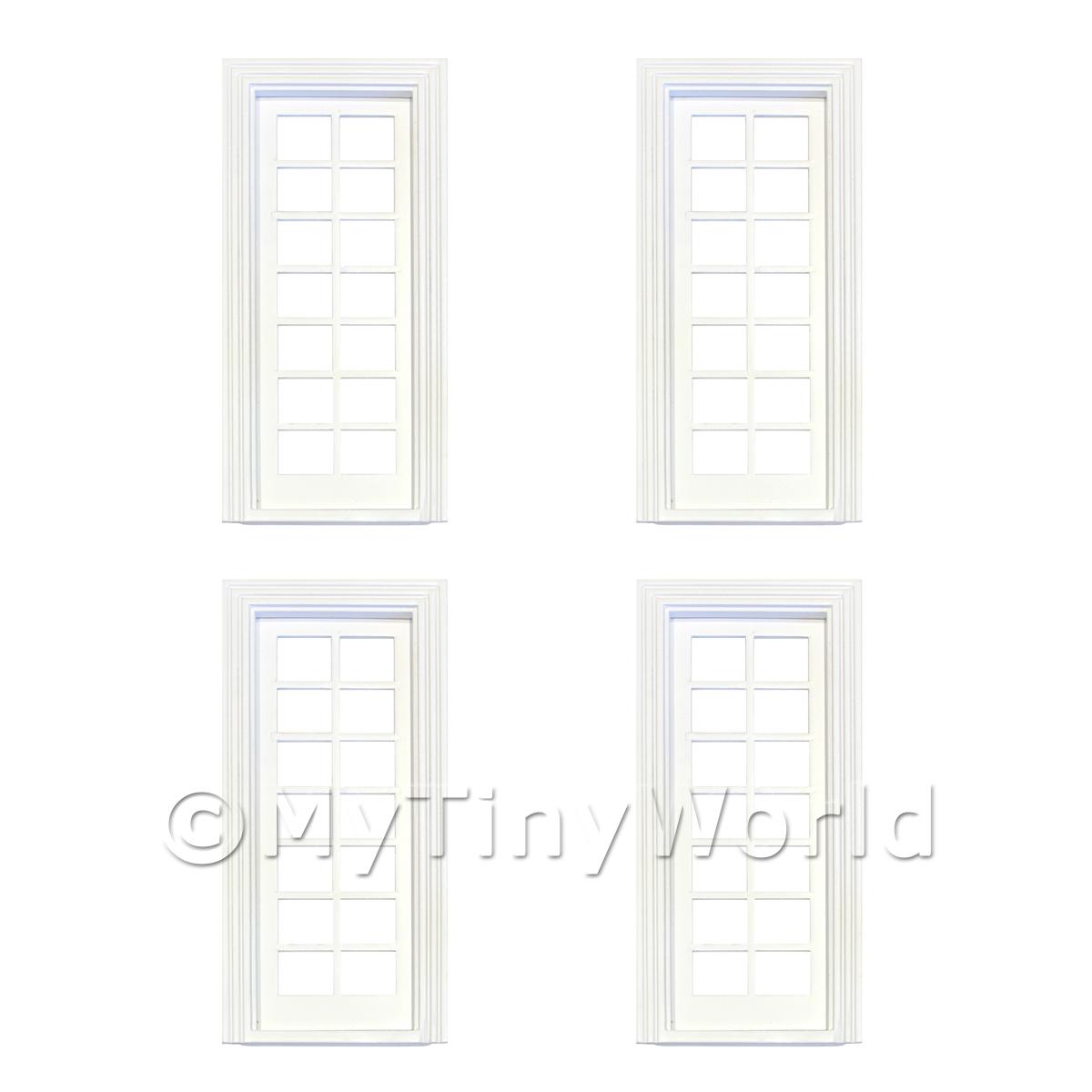 1/12 Scale Dolls House Miniatures  | 4 x Dolls House White Painted Internal 14 Pane Glazed Door