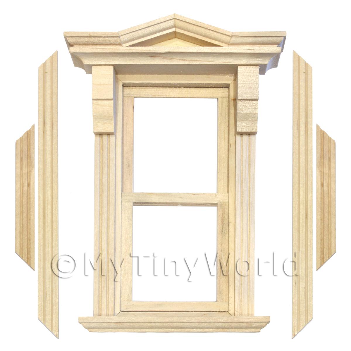 1/12 Scale Dolls House Miniatures  | Dolls House Single Opening Sash Window With Small Pointed Parapet