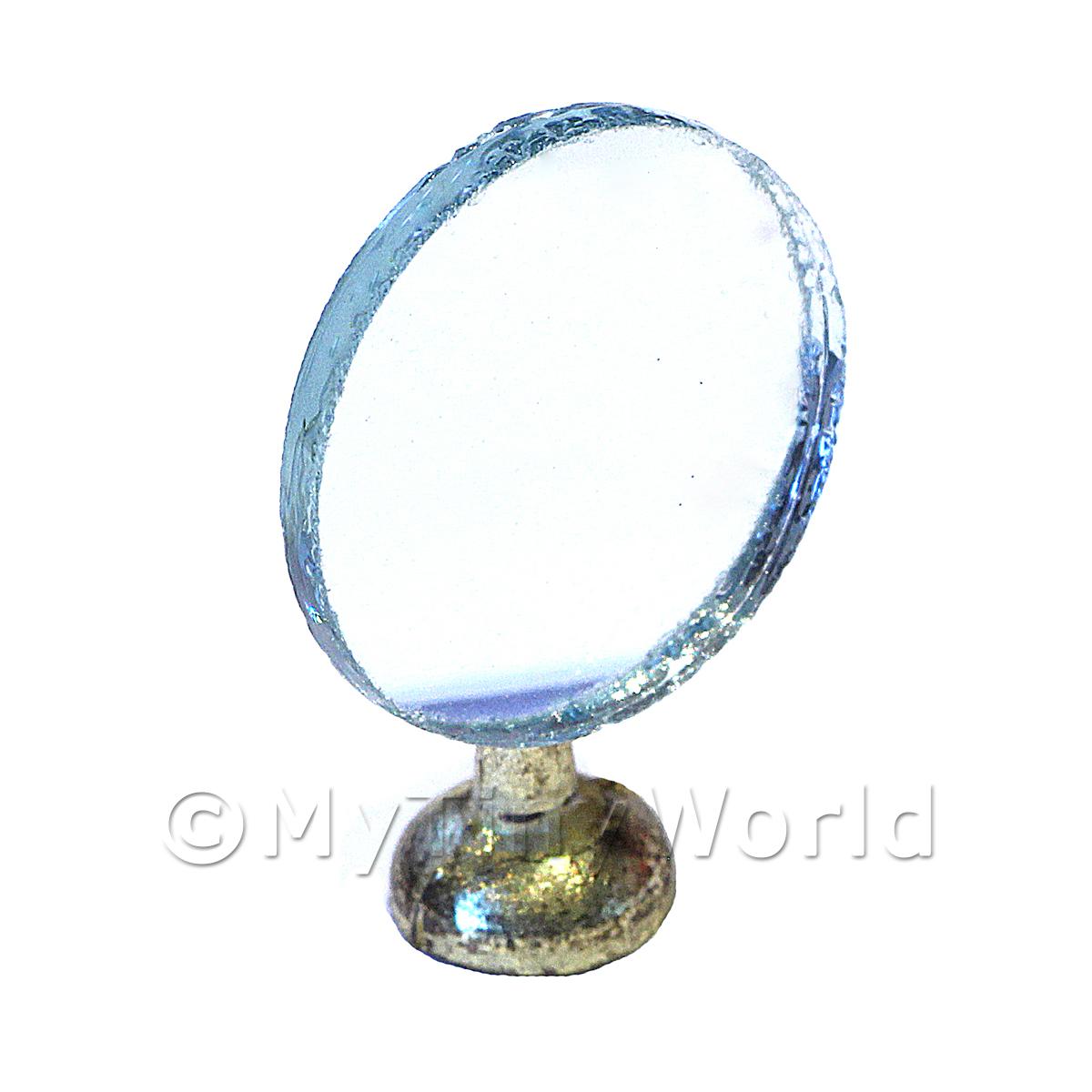 1/12 Scale Dolls House Miniatures  | Dolls House Minature Old Round Mirror With Brass Effect Base