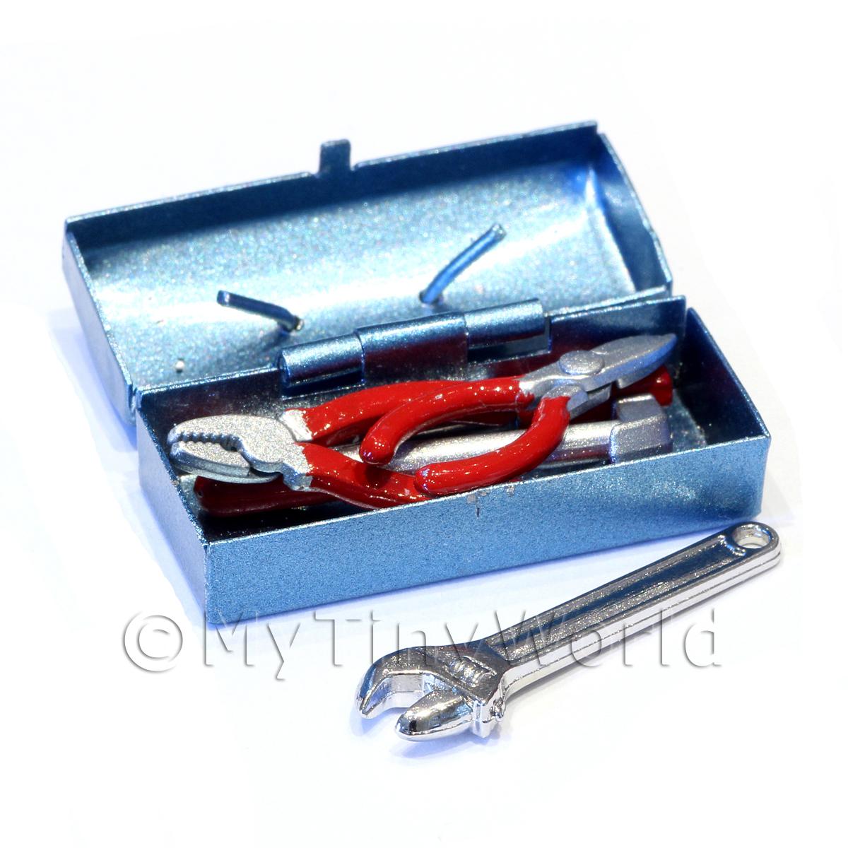 1/12 Scale Dolls House Miniatures  | Dolls House Miniature Blue Metallic Opening Toolbox And Tools