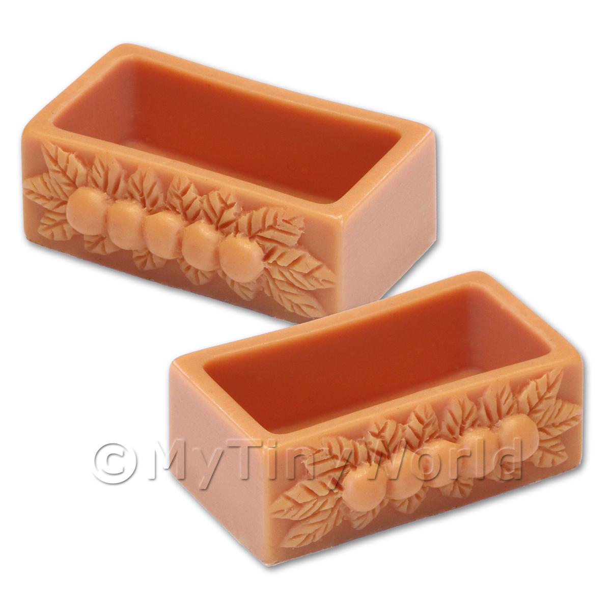 1/12 Scale Dolls House Miniatures  | Pair of Dolls House Miniature Terracotta Style Resin Flower Pots - Style 1