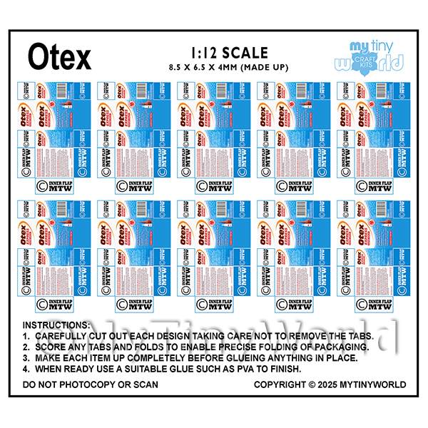 1/12 Scale Dolls House Miniatures | 1:12th Dolls House Miniature Packaging Sheet of 10 Otex Boxes