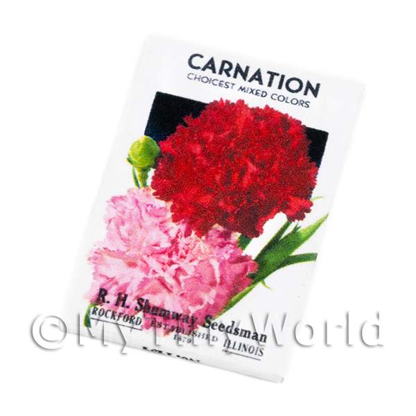1/12 Scale Dolls House Miniatures | Dolls House Miniature Carnation RH Shumway Seed Packet