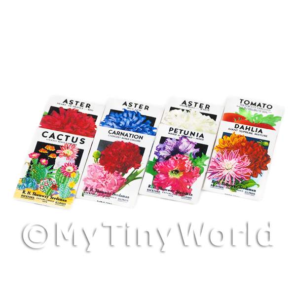 1/12 Scale Dolls House Miniatures | Dolls House Miniature Set of 8 RH Shumway Seed Packets