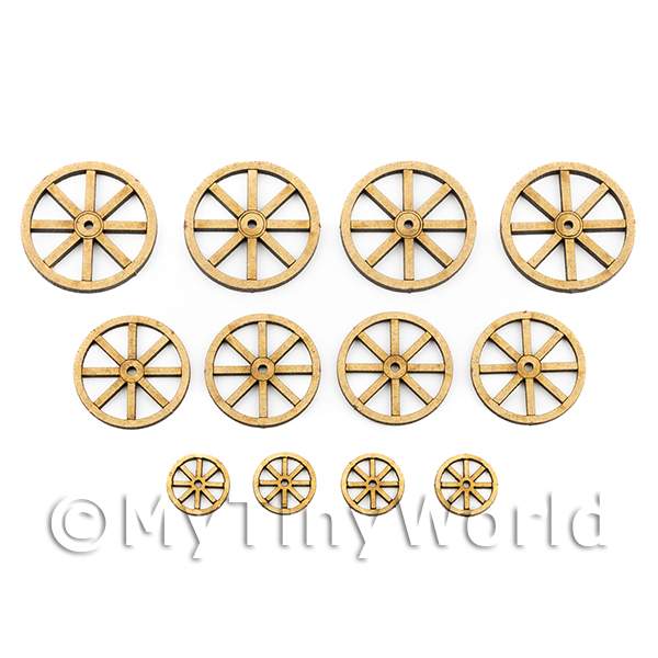1/12 Scale Dolls House Miniatures | Dolls House Miniature Set of 12 Wheels Various Sizes