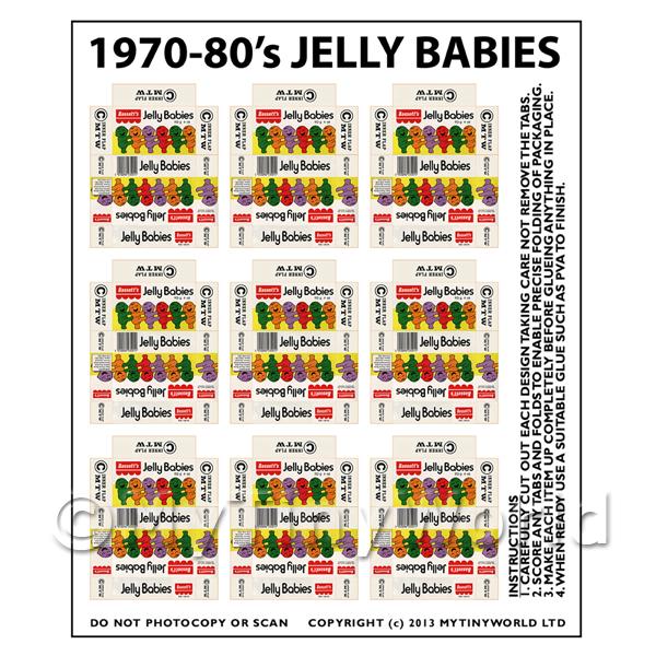 1/12 Scale Dolls House Miniatures  | Dolls House Miniature sheet of 9 1970s / 80s Jelly Baby Boxes