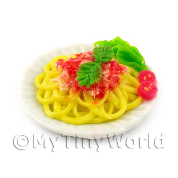 1/12 Scale Dolls House Miniatures  | Dolls House Handmade Linguine Served on a Ceramic Plate 