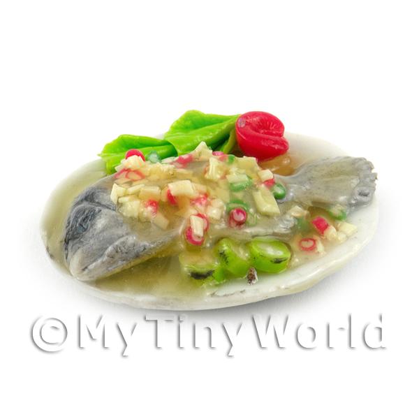1/12 Scale Dolls House Miniatures  | Dolls House Miniature Whole Cooked Fish With a Hot Chilli Sauce