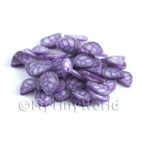 1/12 Scale Dolls House Miniatures  | 50 TINY Purple and Violet Sparkle Leaf Cane Slices (NS61)