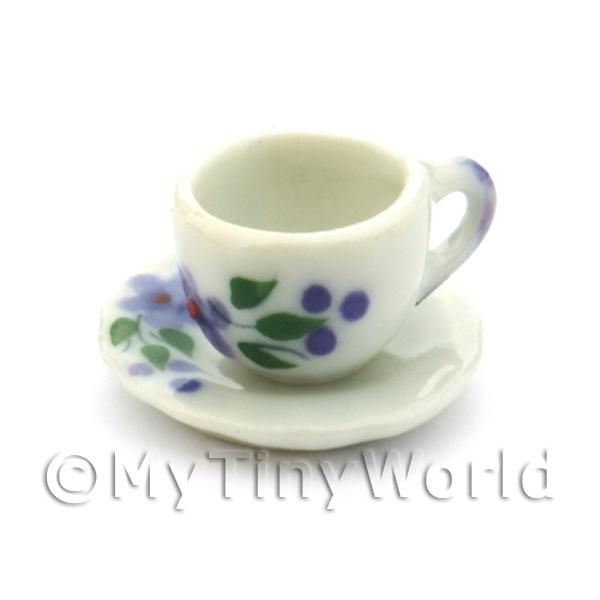 MyTinyWorld 4 x Dolls House Miniature Purple Violet Design 25mm Ceramic Plates
