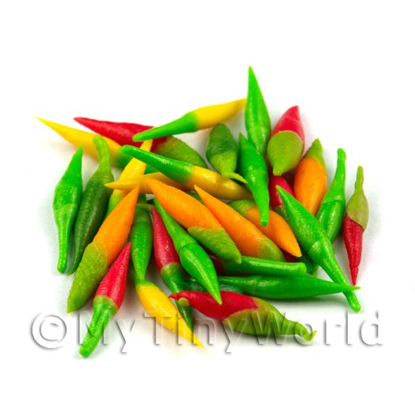 1/12 Scale Dolls House Miniatures  | 10 Dolls House Miniature Handmade Mixed Chillies