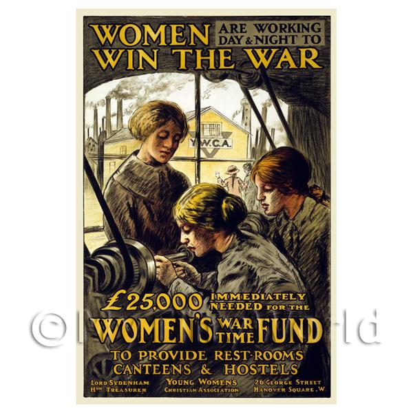 1/12 Scale Dolls House Miniatures  | Women In The War - Miniature WWI Poster