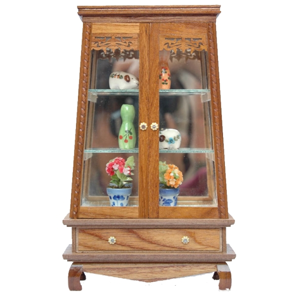 1/12 Scale Dolls House Miniatures  | Dolls House Miniature Teak and Glass Display (A1B)