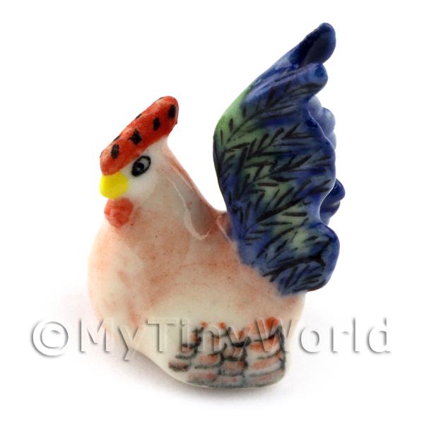 1/12 Scale Dolls House Miniatures  | Dolls House Miniature Chicken with Blue Tail